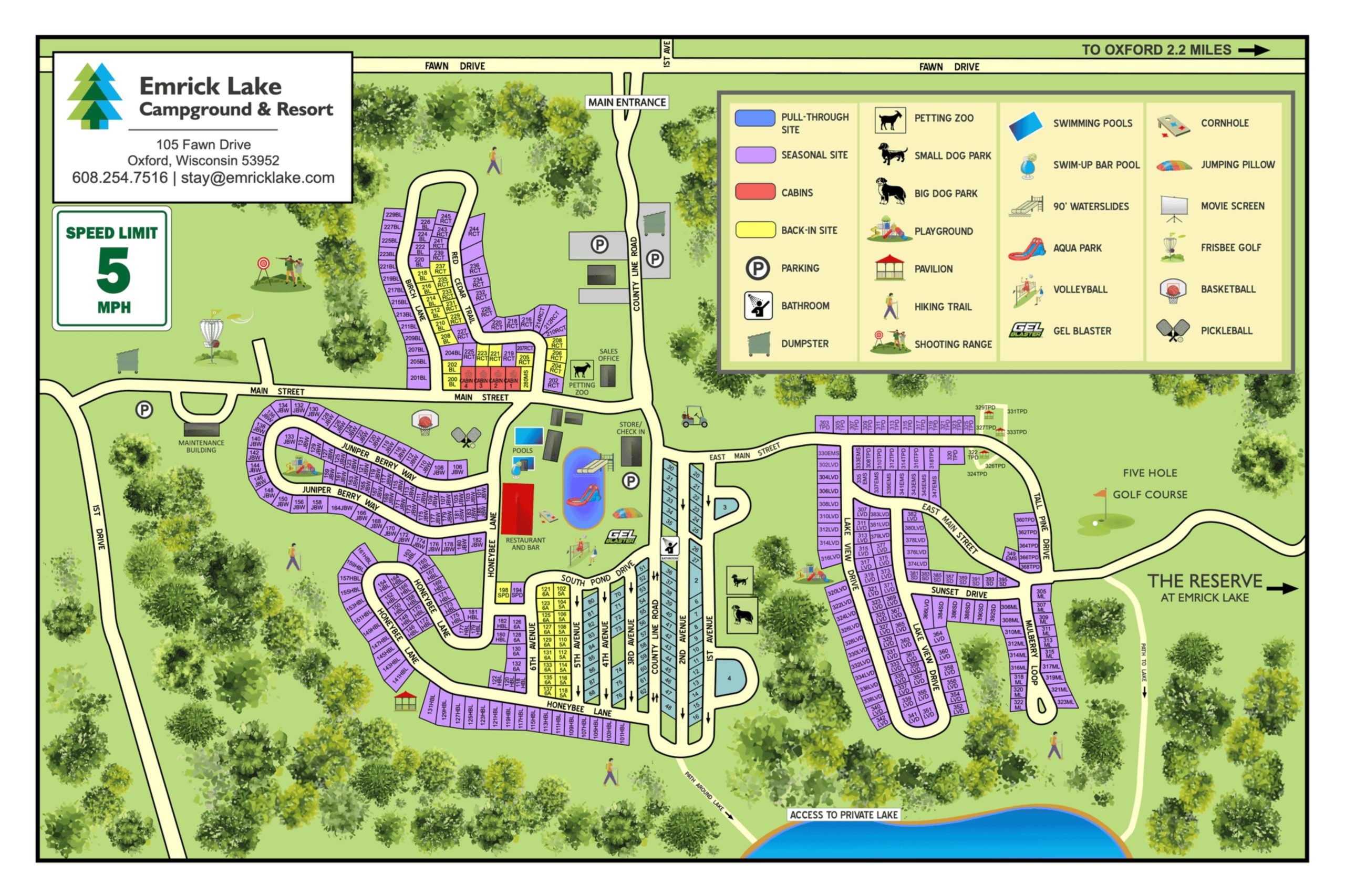 Emrick Lake Campground & Resort Map